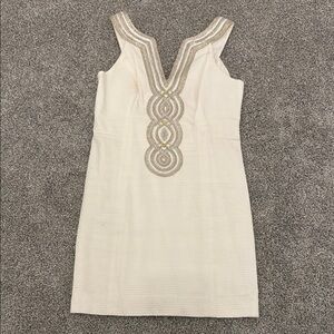 Lilly Pulitzer Cream V-Neck Sheath Mini Dress